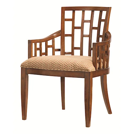 Quick Ship Lanai Arm Chair with Geometric Pattern
